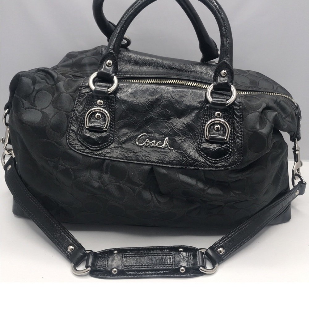 Coach Women’s Signature Black on Black Satchel handbag